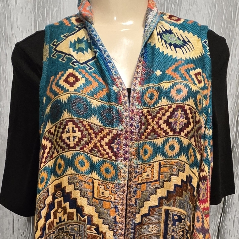 Hoho / Aztec Patterned Shawl Multicolor Mede In M… - image 7